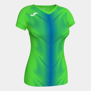 Koszulka z krótkim rękawem damska Joma Olympie. Niebieskie bluzki JOMA, xl, bez wzorów, z materiału, sportowe, bez kołnierzyka, bez ramiączek. W wyprzedaży za 84,50 zł.