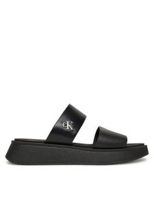 Calvin Klein Jeans Klapki Sandal Slide Double Strap YW0YW01694 Czarny. Czarne klapki Calvin Klein Jeans, bez wzorów, z jeansu, bez obcasa. Za 219,99 zł.