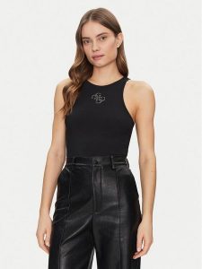 Guess Top W5GP57 KCV52 Czarny Regular Fit. Czarne topy Guess, xxl, z aplikacjami, z syntetyku, bez kołnierzyka, bez ramiączek. Za 109,99 zł.