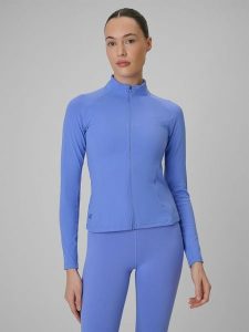 4F Bluza treningowa slim bez kaptura damska - niebieska M. Niebieskie bluzy 4f, m, bez wzorów, bez kaptura. Za 179,99 zł.