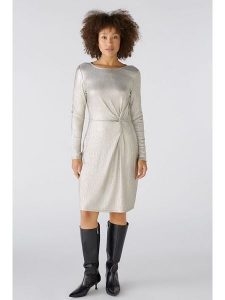 Oui Sukienka w kolorze złotym rozmiar: 40. Żółte sukienki Oui, bez wzorów, bez kołnierzyka, bez ramiączek, midi. Za 180,49 zł.