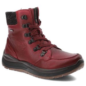 Bordowe Botki G-Comfort Modne Buty damskie. Czerwone botki G-Comfort, bez wzorów, ze skóry, bez obcasa, bez zapięcia. Za 409,00 zł.