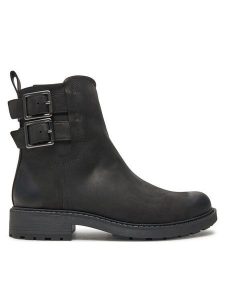 Clarks Botki Orinoco 2 Bay 26178858 Czarny. Czarne botki Clarks, bez wzorów, ze skóry, bez obcasa, na płaskiej podeszwie, bez zapięcia. Za 449,99 zł.