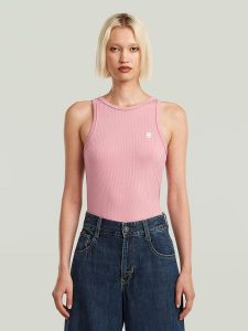 G-Star Top w kolorze jasnoróżowym rozmiar: M. Różowe topy G-Star, m, bez wzorów, retro, bez kołnierzyka, bez ramiączek. Za 119,95 zł.