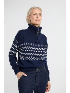 Josephine & Co Sweter "Alana" w kolorze granatowo-białym rozmiar: S. Białe swetry oversize Josephine & Co, s, bez wzorów, z wełny, bez ramiączek. Za 204,45 zł.