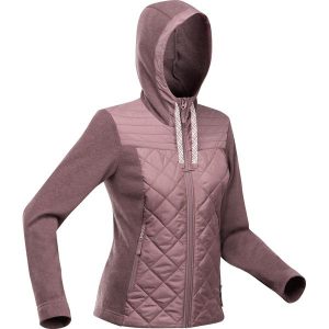 Bluza turystyczna damska Quechua NH100 Hybrid. Szare bluzy QUECHUA, m, bez wzorów, z dzianiny, bez kaptura. W wyprzedaży za 79,99 zł.