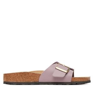 Klapki Birkenstock. Fioletowe klapki Birkenstock, bez wzorów, bez obcasa. Za 359,99 zł.