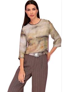 Heine Bluzka w kolorze beżowym rozmiar: 44. Brązowe bluzki Heine, bez wzorów, z wiskozy, bez kołnierzyka, bez ramiączek. Za 78,47 zł.