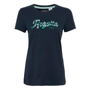 T-shirt Damski Kwiaty Rozciągliwa Fingal. Niebieskie t-shirty Regatta, bez wzorów, bez kołnierzyka, bez ramiączek. Za 43,99 zł.