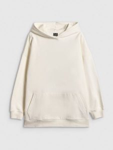 4F Bluza dresowa loose z kapturem damska - beżowa S. Brązowe bluzy 4f, s, bez wzorów, z dresówki, z kapturem. Za 189,99 zł.