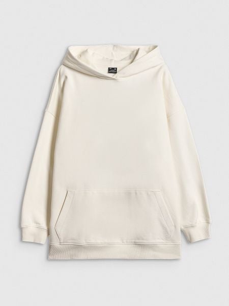 4F Bluza dresowa loose z kapturem damska - beżowa S. Brązowe bluzy 4f, s, bez wzorów, z dresówki, z kapturem. Za 189,99 zł.