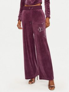 Juicy Couture Spodnie dresowe Jerry Cross JCBBJ224833 Bordowy Wide Leg. Czerwone spodnie dresowe Juicy Couture, xl, bez wzorów, z dresówki. Za 279,99 zł.