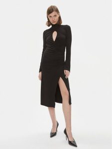 Pinko Sukienka koktajlowa Alpha 102367 A1DE Czarny Slim Fit. Czarne sukienki Pinko, xs, bez wzorów, z wiskozy, wizytowe, bez kołnierzyka, bez ramiączek. Za 579,99 zł.