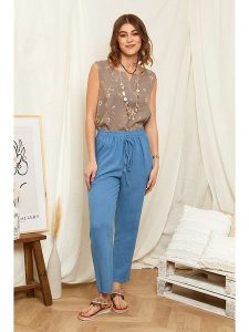 Rodier Lin Lniany top w kolorze szarobrązowym rozmiar: XL/XXL. Brązowe topy Rodier Lin, xl, bez wzorów, ze lnu, bez kołnierzyka, bez ramiączek. Za 131,74 zł.
