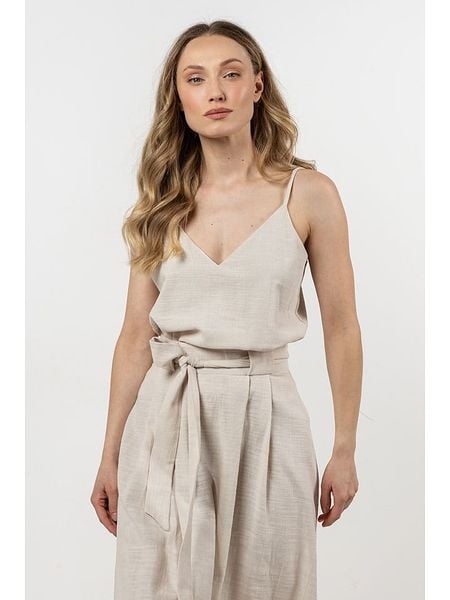 Awama Top w kolorze beżowym rozmiar: M. Brązowe topy Awama, m, bez wzorów, z bawełny, bez kołnierzyka, bez ramiączek. Za 83,22 zł.