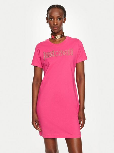 Just Cavalli Sukienka codzienna 76PAOE04 Różowy Regular Fit. Czerwone kombinezony Just Cavalli, s, bez wzorów, z bawełny, bez kołnierzyka, bez ramiączek. Za 339,99 zł.