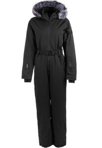 Damski kombinezon narciarski Whistler Courtney. Czarne kombinezony WHISTLER, bez wzorów, z materiału, eleganckie, bez kołnierzyka, bez ramiączek. Za 439,50 zł.