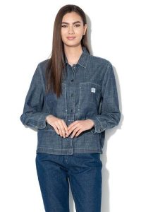 LEE DAMSKA KOSZULA JENSOWA WORKWEAR OVERSHIRT WORKWEAR BLUE L48QXGKR 112111092. Niebieskie koszule Lee, l, bez wzorów, bez kołnierzyka, bez ramiączek. Za 129,99 zł.