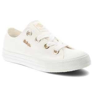 Trampki damskie Lee Cooper, cholewka z materiału tekstylnego wiązanie z przodu na płaskiej podeszwie, białe, LCW-26-02-4068L SVL-653. Białe trampki Lee Cooper, bez wzorów, bez zapięcia. Za 119,00 zł.