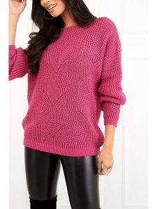 Milan Kiss Sweter w kolorze różowym rozmiar: M. Różowe swetry oversize Milan Kiss, m, bez wzorów, ze splotem, bez ramiączek. Za 104,99 zł.