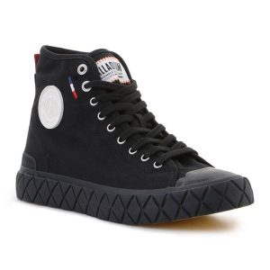 Buty Palladium Palla Ace Cvs Mid 77015-008-M czarne. Czarne trampki bez wzorów, z materiału, bez zapięcia. Za 585,80 zł.