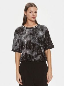 Liu Jo Bluzka TA4060 J4623 Czarny Regular Fit. Czarne bluzki Liu Jo, s, bez wzorów, z syntetyku, bez kołnierzyka, bez ramiączek. Za 379,99 zł.