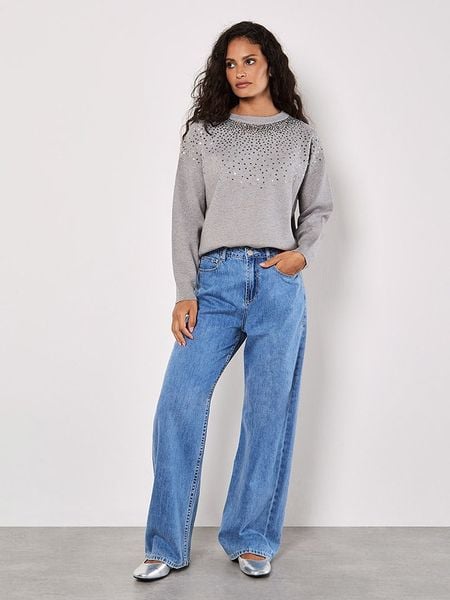 Apricot Sweter w kolorze szarym rozmiar: S. Szare swetry oversize Apricot, s, bez wzorów, bez ramiączek. Za 78,66 zł.