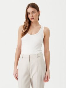 Calvin Klein Top K20K208246 Biały Slim Fit. Białe topy Calvin Klein, l, bez wzorów, bez kołnierzyka, bez ramiączek. Za 119,99 zł.
