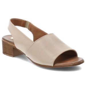 Sandały damskie Armodo, cholewka ze skóry naturalnej licowej z szerokim paskiem z przodu na kwadratowym obcasie, beżowe, 40518. Brązowe sandały Armodo, bez wzorów, ze skóry, bez obcasa, bez zapięcia. Za 339,00 zł.