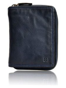 Bellicci Skórzany portfel "Greta" w kolorze granatowym - 9,5 x 13 x 3 cm rozmiar: onesize. Niebieskie portfele Bellicci, bez wzorów, z materiału. Za 105,38 zł.