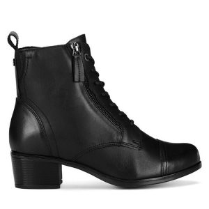 Botki Go Soft. Czarne botki Go Soft, bez wzorów, bez obcasa, na słupku, bez zapięcia. Za 259,99 zł.