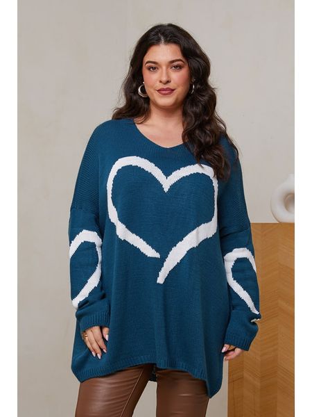 Curvy Lady Sweter w kolorze niebieskim rozmiar: 40/42. Niebieskie swetry oversize Curvy Lady, bez wzorów, ze splotem, bez ramiączek. Za 134,85 zł.