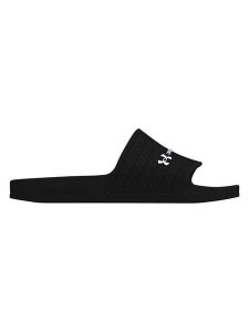 Under Armour Klapki "Shower Slide" w kolorze czarnym rozmiar: 40,5. Czarne klapki Under Armour, bez wzorów, z otwartym noskiem, bez obcasa. Za 74,99 zł.