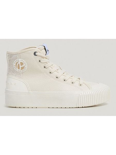 Pepe Jeans FOOTWEAR Sneakersy "Samoi" w kolorze kremowym rozmiar: 39. Brązowe trampki Pepe Jeans FOOTWEAR, bez wzorów, z jeansu, za kostkę, bez zapięcia. Za 197,17 zł.