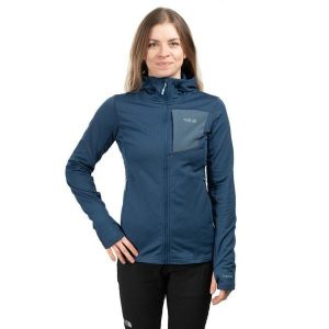 Bluza z kapturem damska Rab Superflux Hoody. Niebieskie bluzy RAB, bez wzorów, z kapturem. Za 366,99 zł.