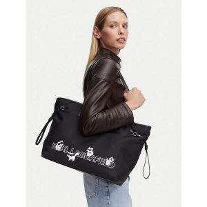 Torebka KARL LAGERFELD. Czarne shopper bag KARL LAGERFELD, bez wzorów, bez dodatków. Za 741,99 zł.