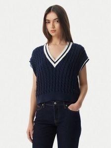 Tommy Jeans Sweter DW0DW22927 Granatowy Regular Fit. Niebieskie swetry klasyczne Tommy Jeans, l, z bawełny, bez kołnierzyka. Za 409,99 zł.