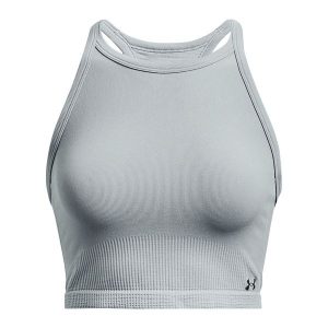 Tank top fitness damski Under Armour Rush Seamless Tank. Niebieskie topy Under Armour, l, bez wzorów, sportowe, bez kołnierzyka, bez ramiączek. Za 129,99 zł.
