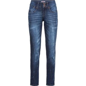 Dżinsy Mom Mid Waist. Niebieskie jeansy bonprix, bez wzorów, z jeansu. Za 129,99 zł.