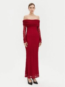 Bardot Sukienka wieczorowa 59776DB Czerwony Regular Fit. Czerwone kombinezony Bardot, bez wzorów, z bawełny, wizytowe, bez kołnierzyka, bez ramiączek. Za 299,99 zł.
