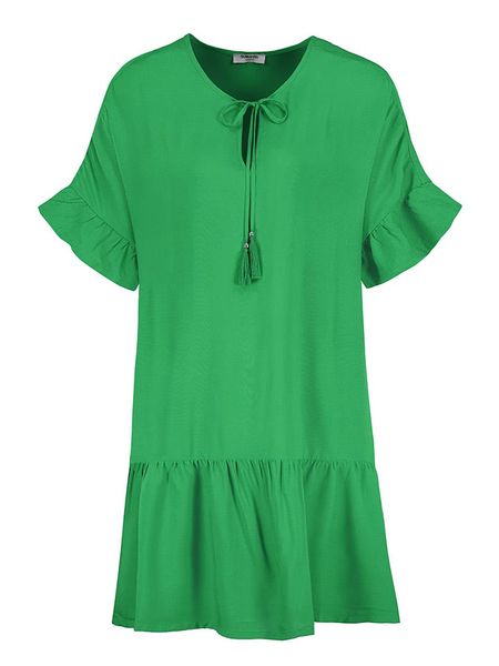 Sublevel Sukienka w kolorze zielonym rozmiar: M. Zielone sukienki Sublevel, na imprezę, m, bez wzorów, z wiskozy, klasyczne, bez kołnierzyka, bez ramiączek, mini. Za 61,02 zł.