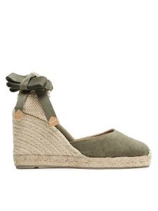 Castañer Espadryle Carina/8/002 021642-414 Zielony. Zielone espadryle Castañer, bez wzorów, z materiału, bez obcasa. Za 429,99 zł.