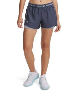 Under Armour Szorty funkcyjne 2w1 w kolorze granatowo-błękitnym rozmiar: S. Niebieskie spodenki sportowe Under Armour, s, bez wzorów, outdoorowe. Za 105,38 zł.