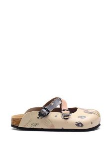 Calceo Klapki w kolorze beżowym ze wzorem rozmiar: 38. Brązowe klapki Calceo, bez wzorów, bez obcasa. Za 194,45 zł.