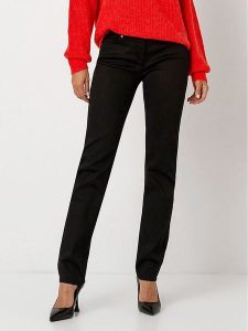 Toni Dżinsy - Regular fit - w kolorze czarnym rozmiar: 34K. Czarne jeansy Toni, z aplikacjami, ze skóry, z podwyższonym stanem. Za 152,99 zł.