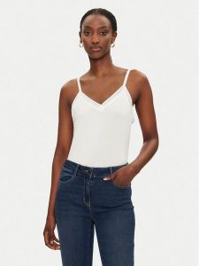 Morgan Top 192-BARBA.N Biały Slim Fit. Białe topy Morgan, xs, bez wzorów, z wiskozy, bez kołnierzyka, bez ramiączek. Za 59,99 zł.