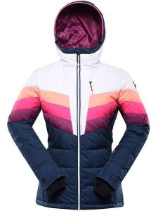 Alpine Pro Kurtka narciarska "Feedra" w kolorze biało-granatowym rozmiar: M/L. Białe kurtki sportowe Alpine Pro, l, bez wzorów, z puchu, bez kaptura, narciarskie. Za 552,94 zł.