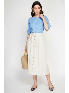 Le Jardin du Lin Lniana spódnica w kolorze kremowym rozmiar: 40. Brązowe spódnice Le jardin du lin, bez wzorów, ze lnu, midi. Za 108,99 zł.