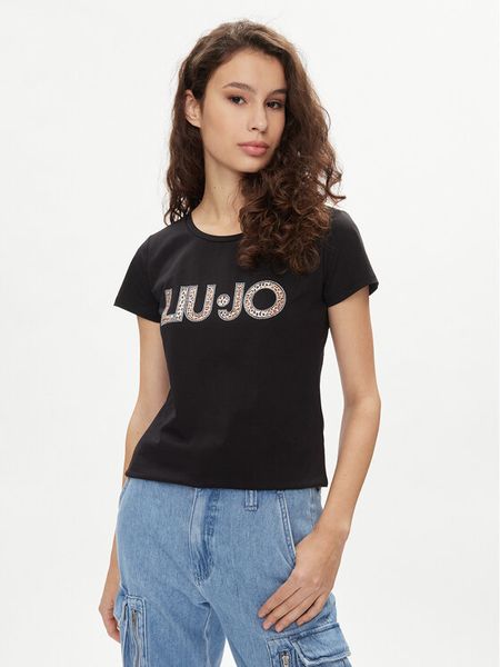 Liu Jo T-Shirt VA4105 JS003 Czarny Regular Fit. Czarne t-shirty Liu Jo, xs, bez wzorów, z bawełny, bez kołnierzyka, bez ramiączek. Za 129,99 zł.