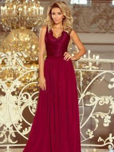 Sukienka Model Lea 211-2 Bordo - Numoco. Czerwone sukienki NUMOCO, l, bez wzorów, z elastanu, wizytowe, bez kołnierzyka, plus size, bez ramiączek, maxi. Za 558,47 zł.